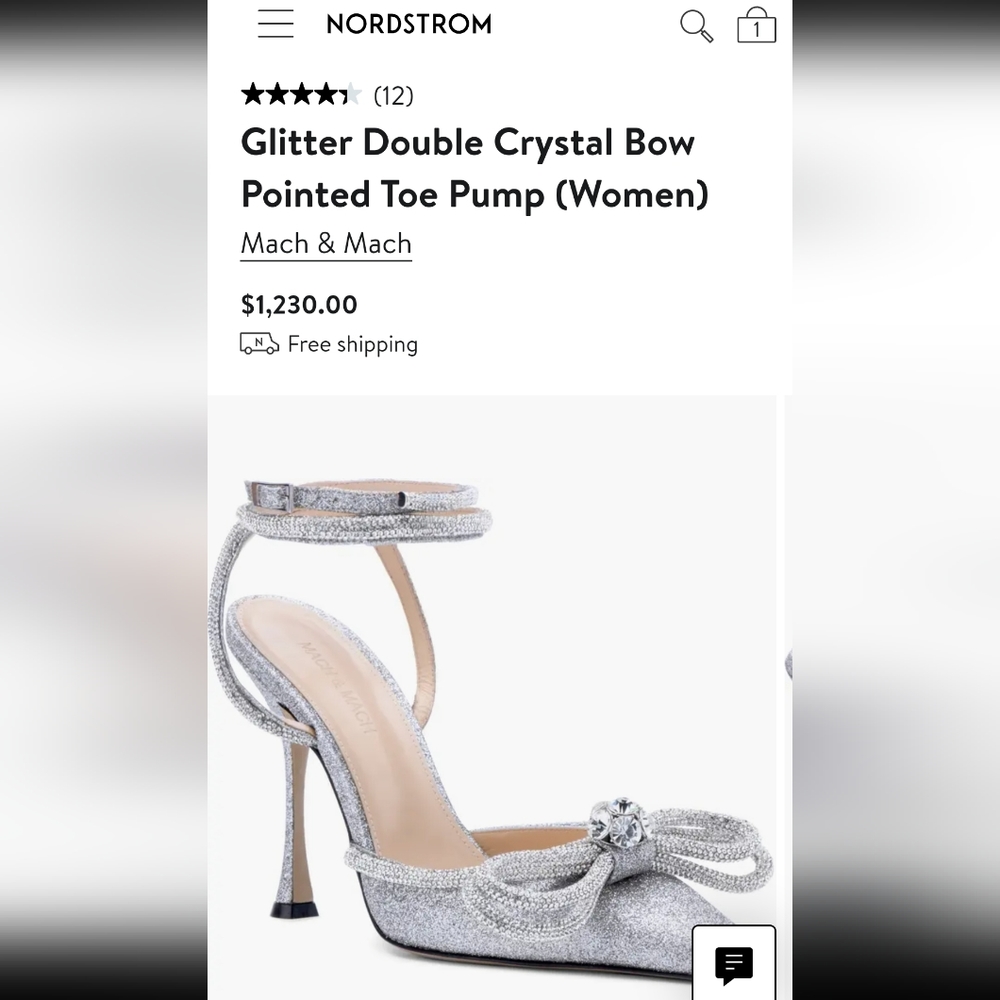 NIB MACH & MACH Double Bow Crystal-Embellished Glittered Pumps Heels - Picture 14 of 14